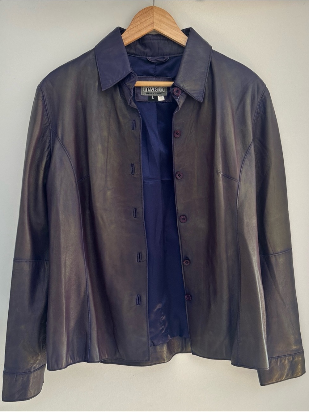 Genuine Leather Moto Jacket Purple Vintage 90s Y2K Womens Large